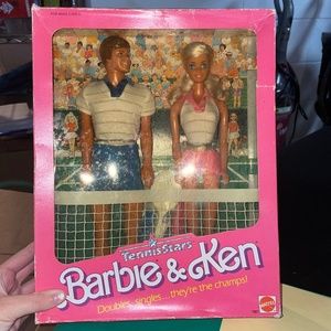 Vintage Barbie & Ken Tennis Stars Dolls w Tennis Accessories (1988 Mattel Hawtho